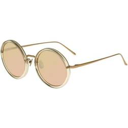 Linda Farrow ASH Round Sunglasses - Rose Gold