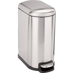 Basics Small D-Shaped Trash Can 10 Liter Brushed Stainless Steel