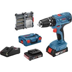 Bosch Sistema 18V Trapano Avvitatore Con Percussione gsb 18V-21, Incl. Batteria 2x2.0 Ah, Set Di Accessori Da 40 Pz. In l-boxx 136, Amazon Exclusive Set