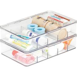 mDesign Plastic Divided First Aid Box Kit Lid