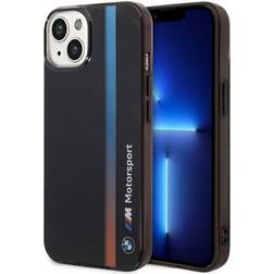 BMW Handyhülle für iPhone 14 Zoll Schwarz IML Streifen Fading Tricolor, Anti-Kratzer PC/TPU, bequeme und langlebige Hartschale mit zugänglichen Anschlüssen, Stoßdämpfung und Signatur-Logo