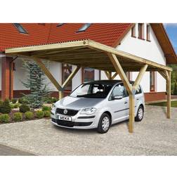 Weka Carport Simple Bois 606x306 cm Acier (Surface du bâtiment )