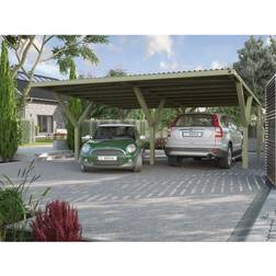Weka Carport Double Bois 606x592 cm Avec Toit PVC (Surface du bâtiment )