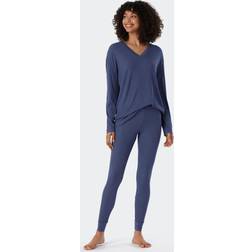 Schiesser Dam Pyjamas Lång Set - Blå