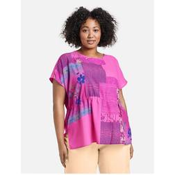 SAMOON Blusenshirt mit Taillen-Tunnelzug Pink