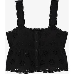 The Kooples Sleeveless Top Button Front - Black