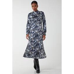 Blue Vanilla Floral Print High Neck Dress