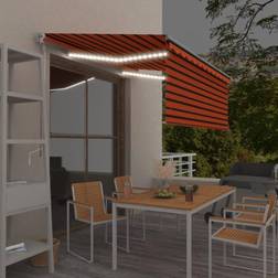 vidaXL Foldemarkise rullegardin + 3,5x2,5m manuel orange/brun