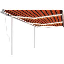 vidaXL Toldo Automático Led Sensor De Viento Naranja Marrón 6 x 3,5 m Multicolor