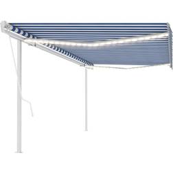 vidaXL Toldo Automático LED Sensor De Viento Azul Y Blanco 5x3,5 m