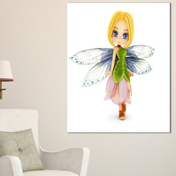 Design Art Fairy Woman with Blue Wings Graphic on Wall Decor