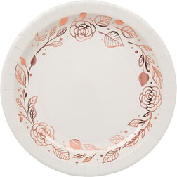 Fun Express Rose Gold Foil Floral Paper Dinner Plates Birthday Party Supplies 8 Pcs