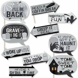 Funny graveyard tombstones halloween party photo booth props kit 10 piece