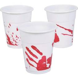 Fun Express Bloody handprint disposable cups, halloween party supplies, 50 pieces