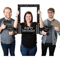 Adult happy birthday gold party selfie photo booth picture frame & props