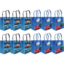 Cars fire trucks transportation party favor bags treat bags, 12 pack