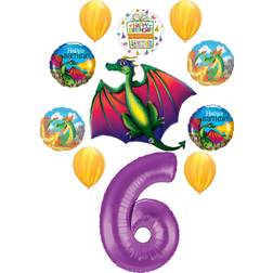 Mystical Dragon 6th Birthday Party Supplies Balloon Bouquet Decorations