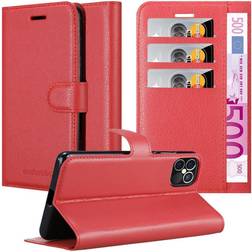 Cadorabo Book mit Standfunktion Cover iPhone 12, iPhone 12 Pro Smartphone Hülle, Rot