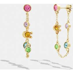 Coach Signature Crystal Chain Earrings Gold/Multi One