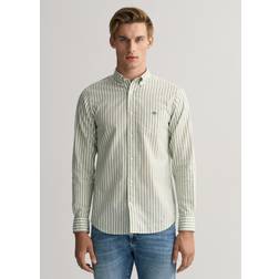 Gant REG COTTON LINEN STRIPE SHIRT Grøn