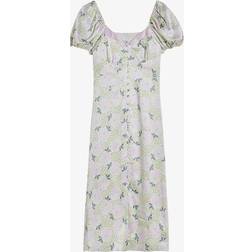 Ted Baker Womens Lilac Ledaah Puff-sleeve Floral-print Woven Midi Dress