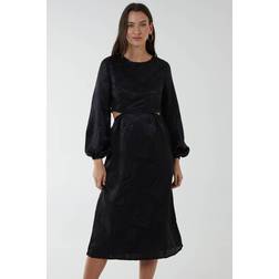 Blue Vanilla Crew Neck Cut Out Midi Dress