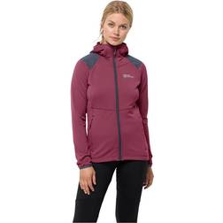 Jack Wolfskin Womens Kolbenberg Hooded Full Zip Fleece Sangria Red