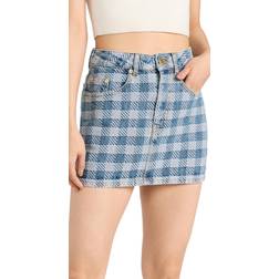 Ami Paris Alexandre Mattiussi Blue Gingham Denim Miniskirt 448 Bleu Javel WAIST