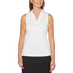 PGA tour Women's AirFlux Solid Sleeveless Golf Polo Shirt - White