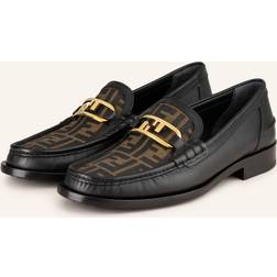 Fendi Læder Slip-On Loafers Med Metal Detalje - Sort