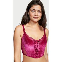 Dream Angels Unlined Lace-Up Velvet Corset Top, Purple, Women's Bras Victoria's Secret