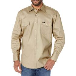 Wrangler Cowboy Cut Western Long Sleeve Snap Work Shirt - Khaki