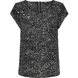 Only Printed Top with Short Sleeves - Black