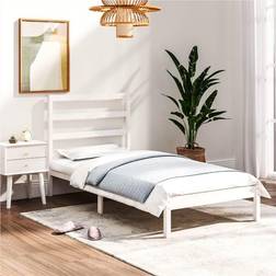 vidaXL Vit Massivt Trä 75x190 cm Sängram