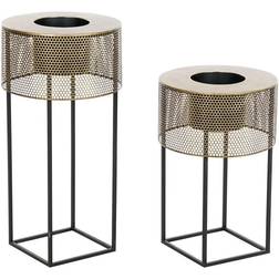 Dkd Home Decor Set de Maceteros Negro Dorado Metal Loft 33 x 33 x 67 cm