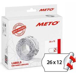 Meto 26x16mm hvid permanent 1000stk/rul