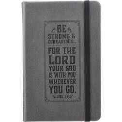 Be Strong And Courageous Gray Lux-Leather Notebook