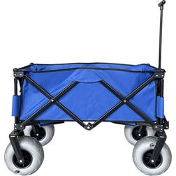 Juggernaut Carts Juggernaut Carts Plastic Folding Beach Utility Wagon with Cover Bag Blue