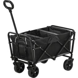 OutSunny collapsible folding wagon cart, garden wagon portable cart black