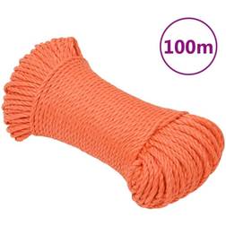 vidaXL Arbejdsreb 6 mm 100 m polypropylen orange