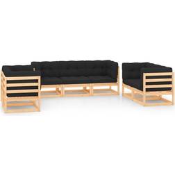 vidaXL 7-tlg Garten-Lounge-Set mit Kissen Massivholz Kiefer Lounge-Set
