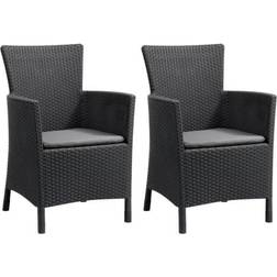 Allibert 2x Chaises de Salle À Manger de Jardin Iowa Graphite Fauteuils Balcon