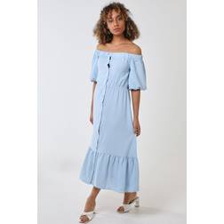 Bardot Button Through Maxi Dress