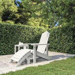 vidaXL Adirondack Puutarhatuoli Jalkajakkaralla HDPE Valkoinen