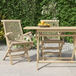 vidaXL Sedie Giardino Pieghevoli 2 pz Grigie 56x61x89 cm Massello Teak