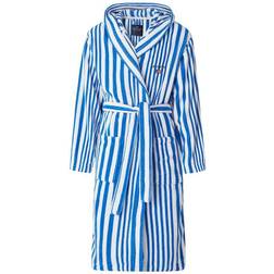 Lexington Monroe Cotton Velour Hoodie Robe, Blue/white