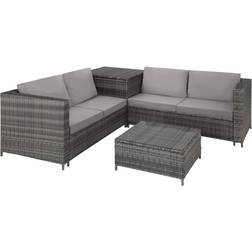 tectake Canapé jardin Siena 4 places avec coffre de rangement Pour 4 personnes - Gris/Gris Clair Ensemble de Salon d'Extérieur