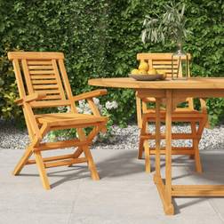 vidaXL Sedie Da Giardino Pieghevoli 2 pz 56x63 x 90 cm Legno Massello Teak - Marrone