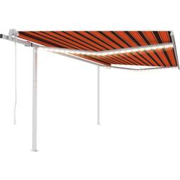 vidaXL Automatique Avec Capteur de Vent et LED Store de Balcon Ombrage 4,5x3 m Orange et Marron