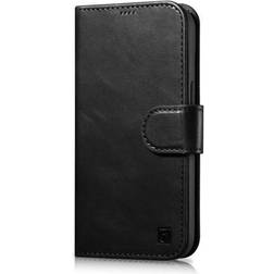 Icarer iPhone 14 Pro Max Plånboksfodral 2in1 Äkta Läder Anti-RFID Svart